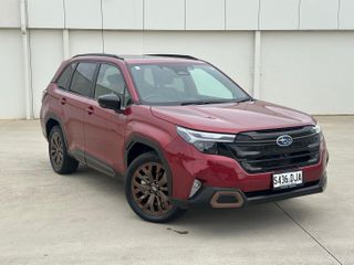 2025  Subaru Forester Hybrid Sport SUV (Crimson Red) Used Car Thumbnail